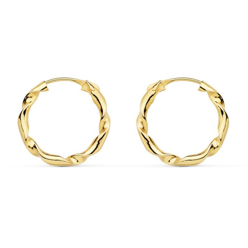 Boucles d'Oreilles Créoles Or 18 Carats 750/000 Jaune - Torsadées