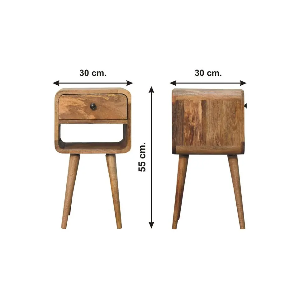 Artisan Furniture Massief Houten Eiken Curve Nachtkastje