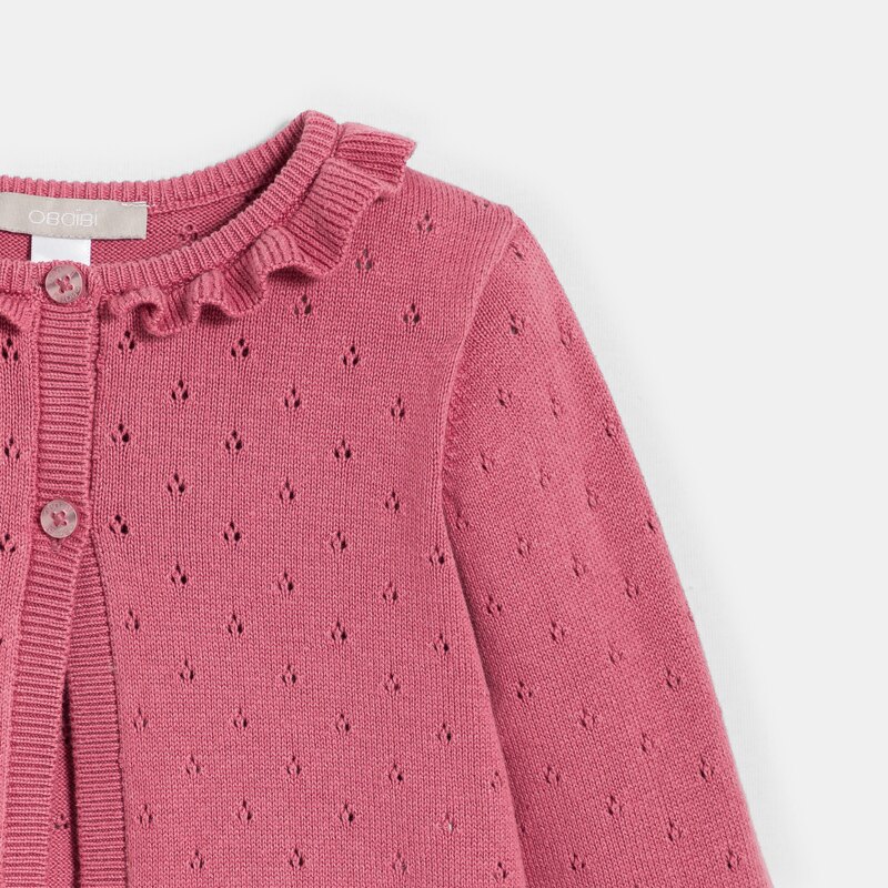 Gilet maille tricot fantaisie rose bébé fille Mauve Violet