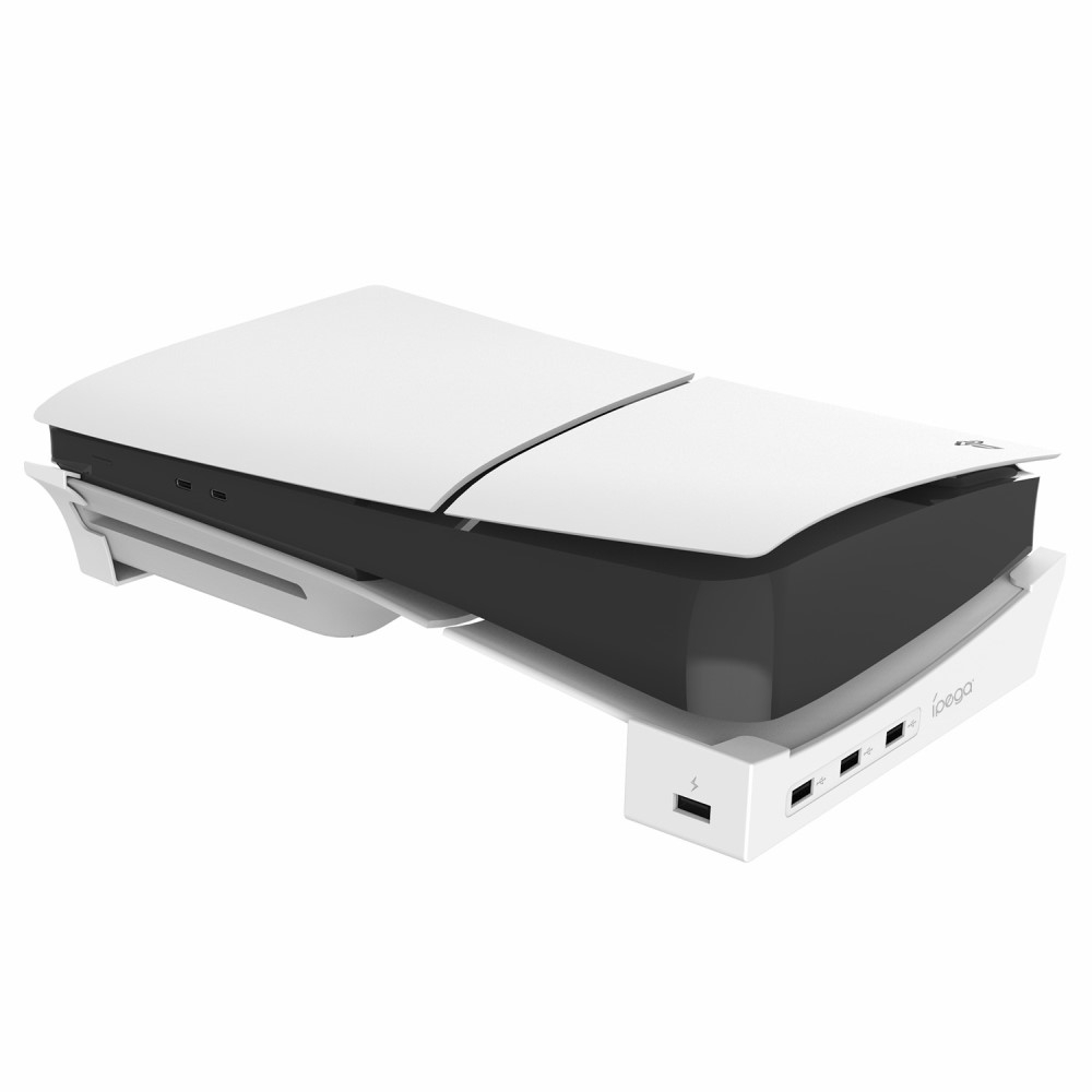 Sony PlayStation PS5 Slim Halterung mit 4x USB A Multiport Erweiterung für die Konsole - Weiss