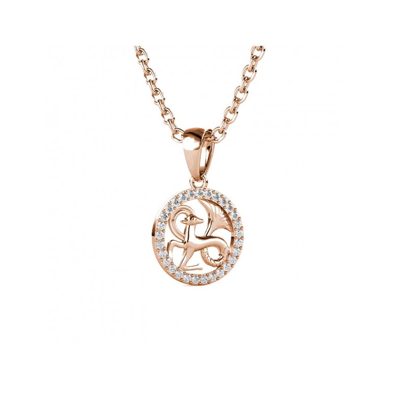 Pendentif Zodiaque Capricorne - Or Rosé et Cristal