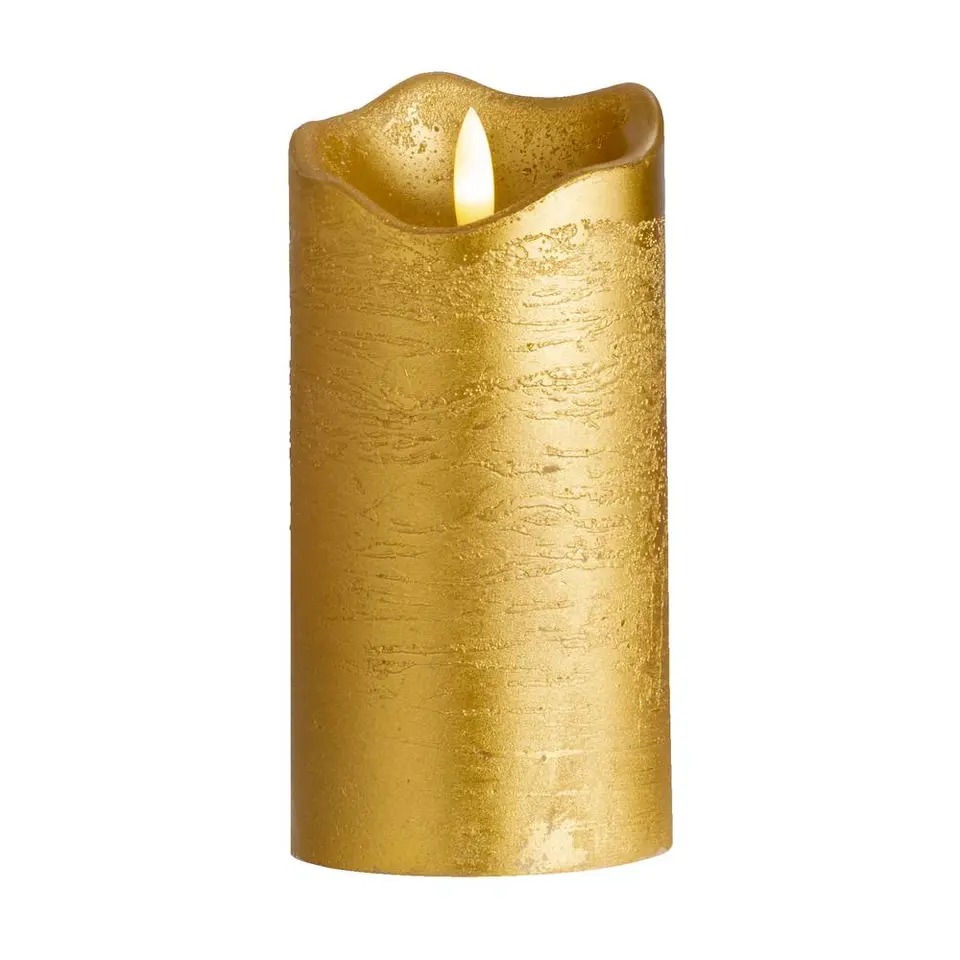 LED Kaars Rustiek - goud - 15xØ7,6 cm