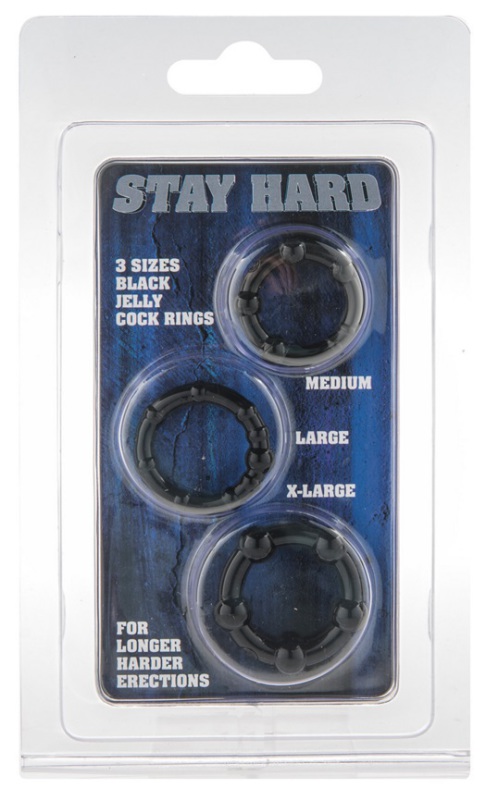 Eros Get Hard Three Rings Black 1 stuk