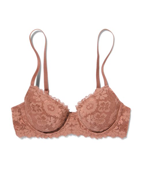 soutien-gorge préformé en dentelle avec armatures marron moyen