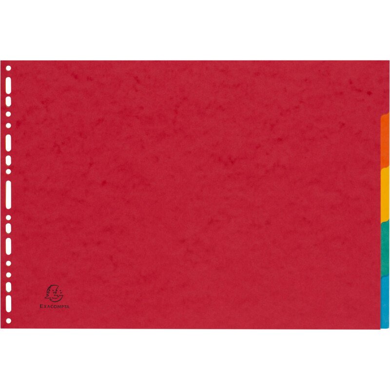 Intercalaire A3 carte lustrée colorée Exacompta 5 onglets neutres multicolores - 1 jeu