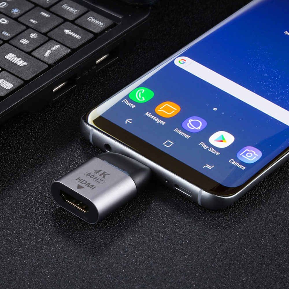 USB C auf HDMI 4K@60Hz Mini Adapter Stecker für MacOS / Android / Windows - Grau