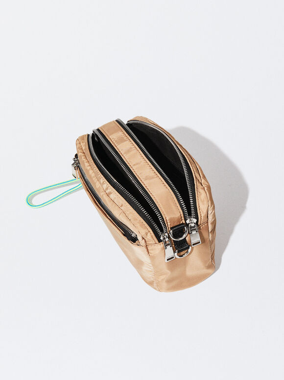 Bolsa transversal de nylon - cor camelo