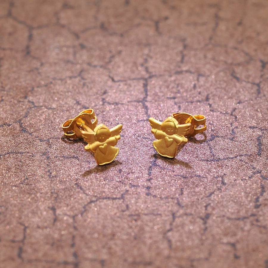 trendor Kinder-Ohrringe Engel Gold 585  14K gold