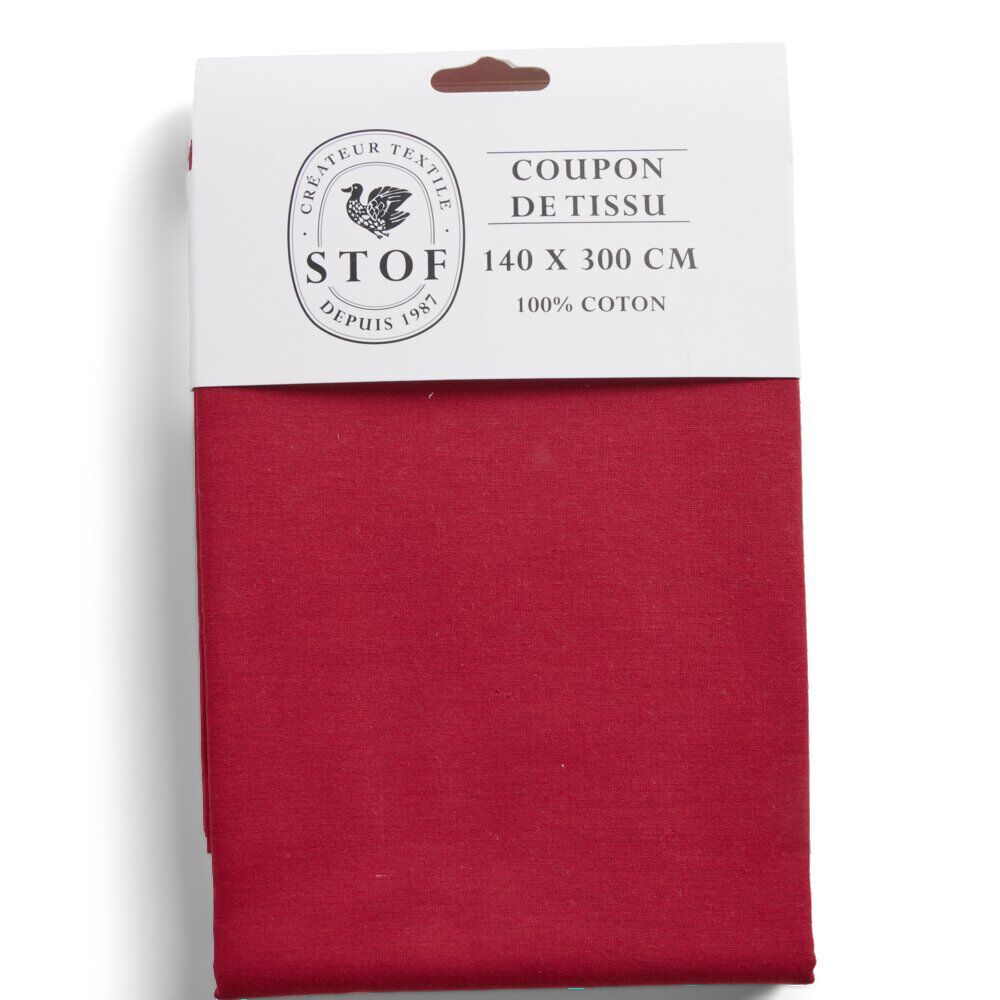 Coupon tissu coton 140x300cm rouge cerise