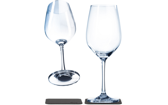 Silwy Magnet-Kristallgläser Weingläser mit Untersetzer 400 ml (2er Set)