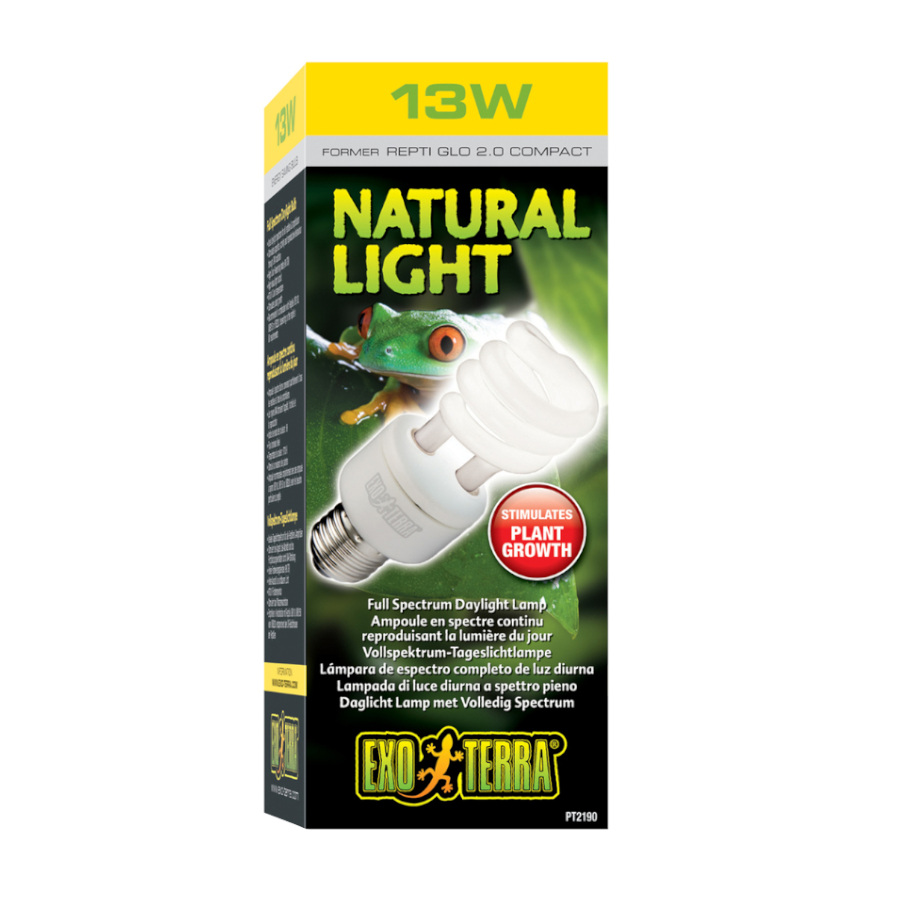 Lâmpada UVA de baixo consumo Exo Terra Natural Light para terrário.