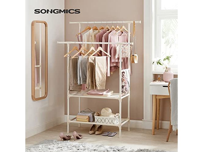 Songmics Garderobenständer 112 x 49 x 177 cm, Weiss Kleiderständer