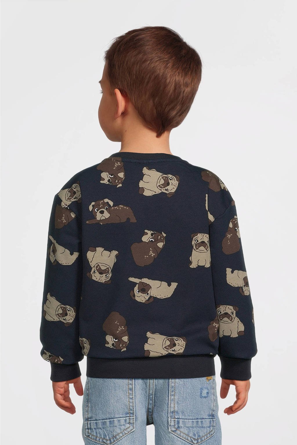 NAME IT sweater NMMRASMUS met all over print donkerblauw