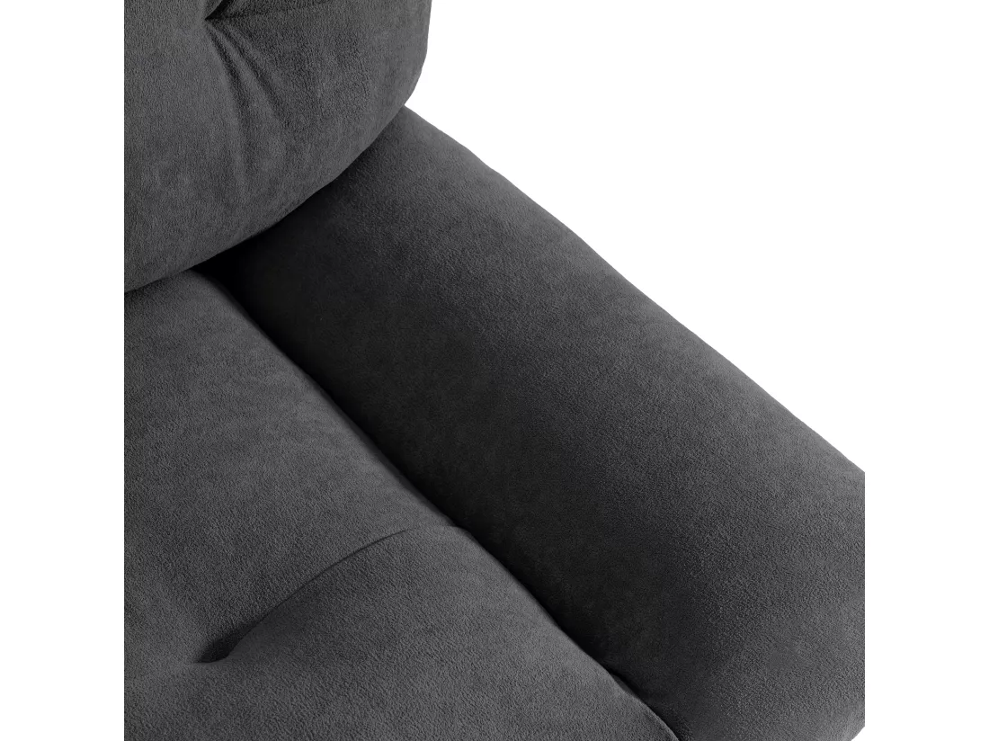 URBAN MEUBLE Canapé velours teddy gris 2 places pieds bois