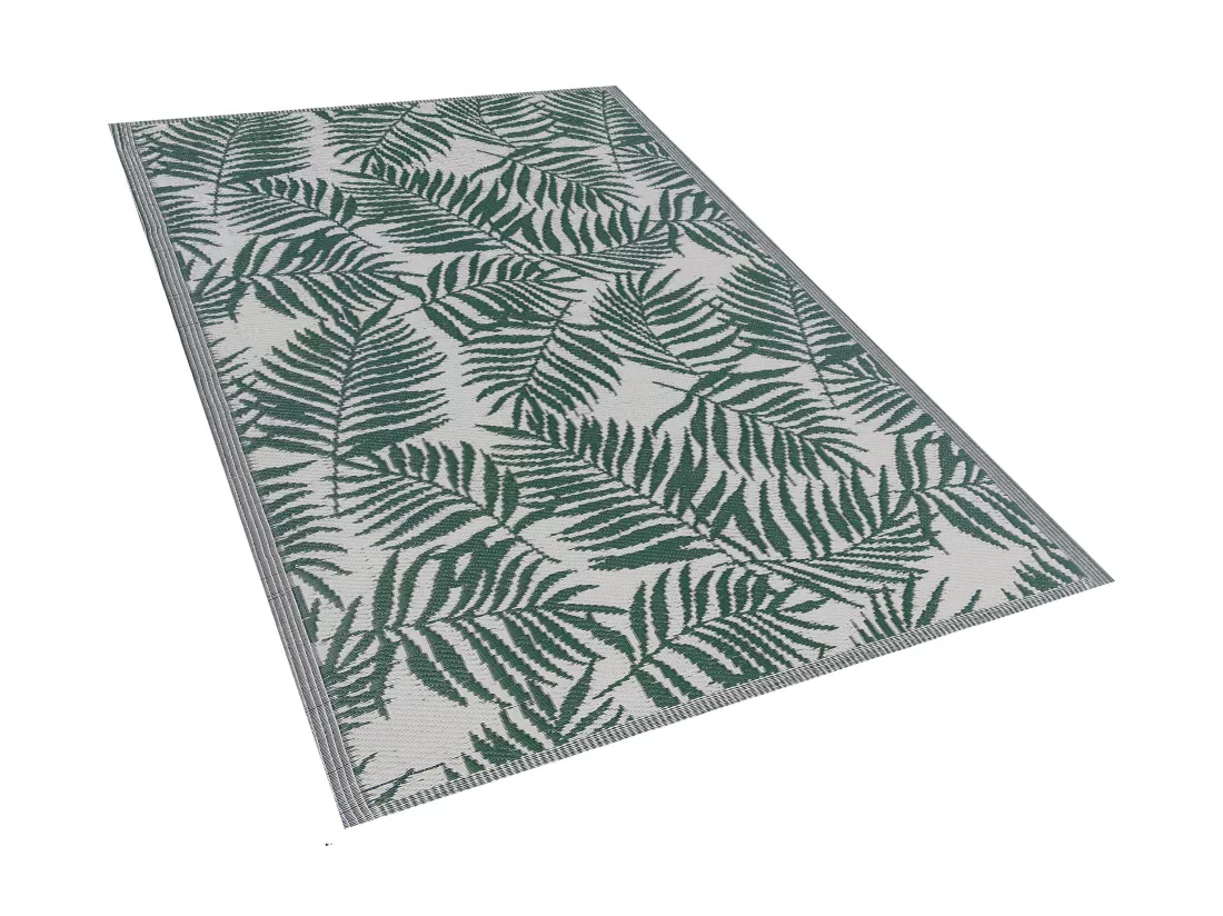 Tapis extérieur vert foncé au motif feuilles de palmier 120 x 180 cm KOTA