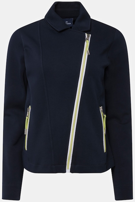 Biker-Jacke, Sweat, Revers, Zipper, Langarm