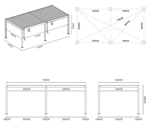 Weide Deluxe Pergola Voll-Alu, ca.