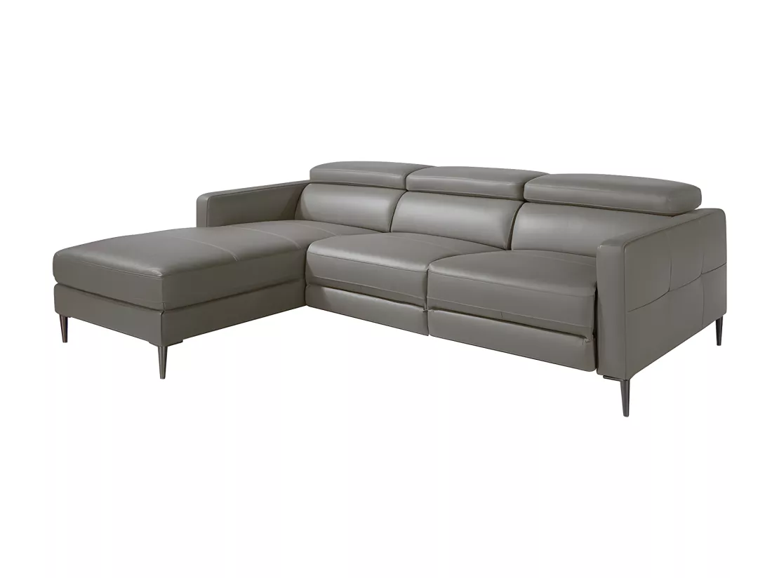 Canapé d'angle en cuir gris avec relax 6125 ANGEL CERDA
