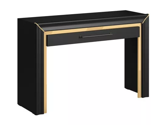 Bureau console design collection DOHA coloris noir mat et finitions dorées