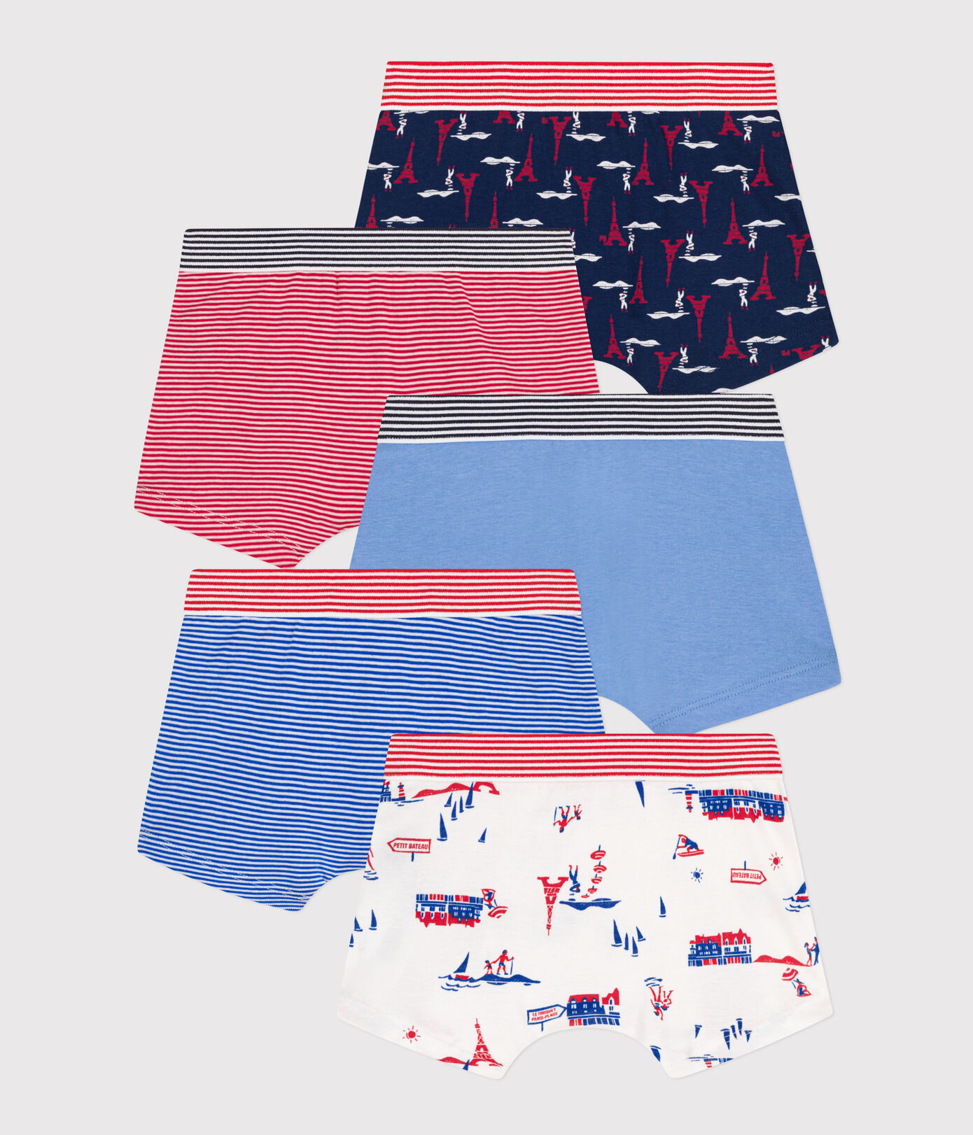 Lot de 5 boxers Paris en coton petit garçon