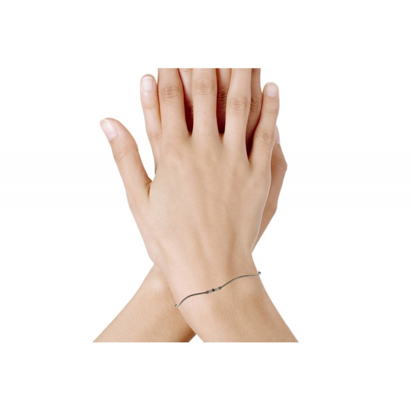Bracelet Argent 4 Diamants Blancs et 1 Diamant Noir