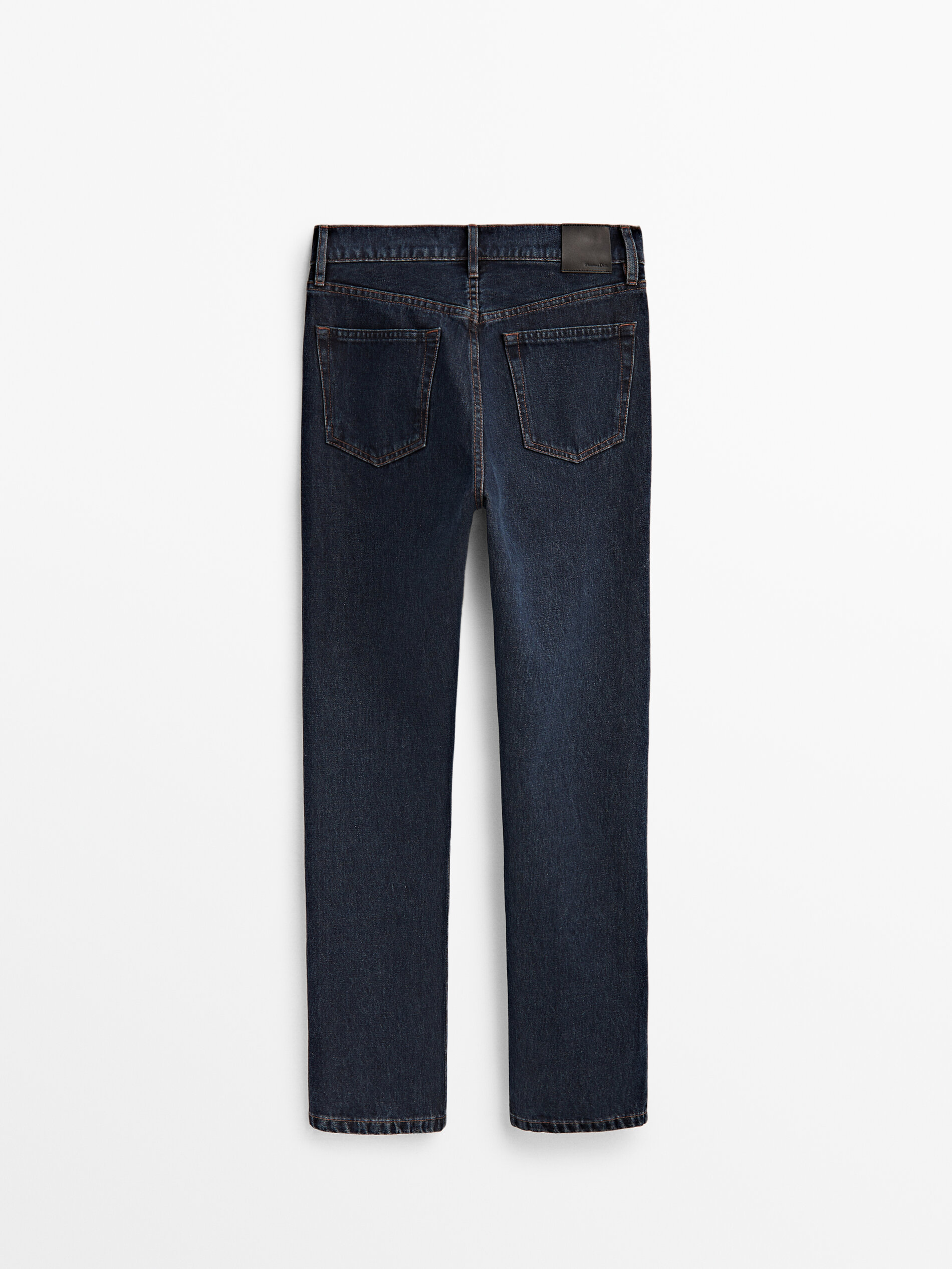 Calça jeans reta de cintura alta - AZUL ESCURO