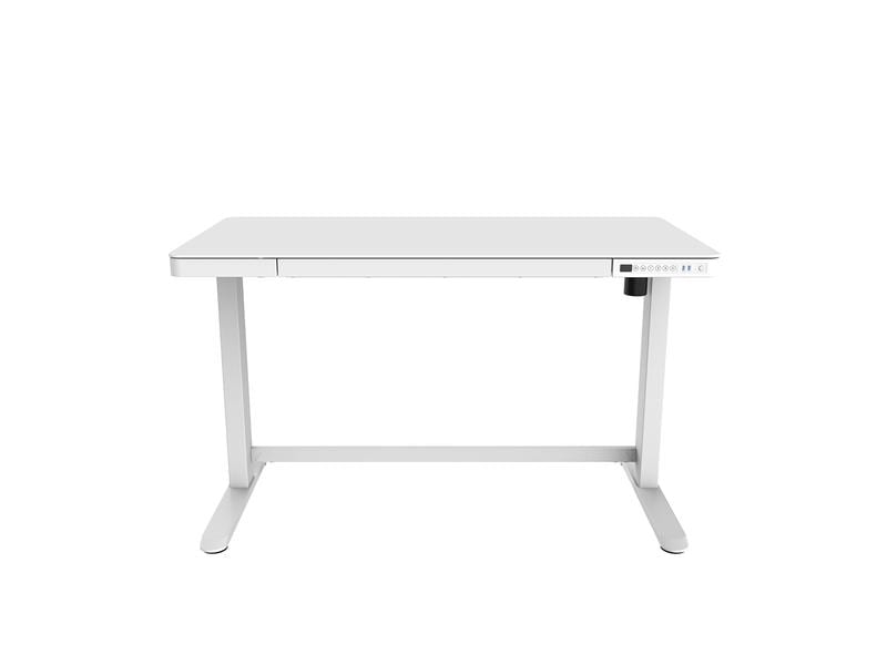 Contini ET118, 120 x 60 cm, mit Tischplatte Glas, Weiss Bürotisch mit Tischplatte aus Glas