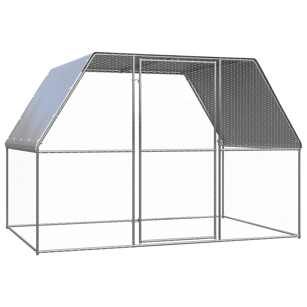 galinheiro vidaXL em aço galvanizado prateado e cinza, 2x2x2 m