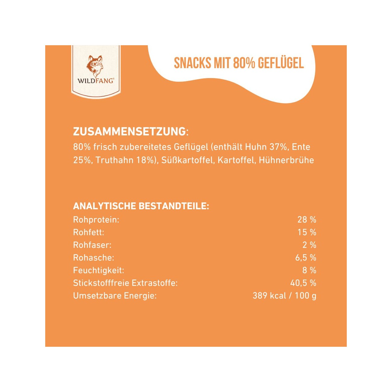 Wildfang Snacks mit 80 % Geflügel - getreidefrei - 3 x 70 g