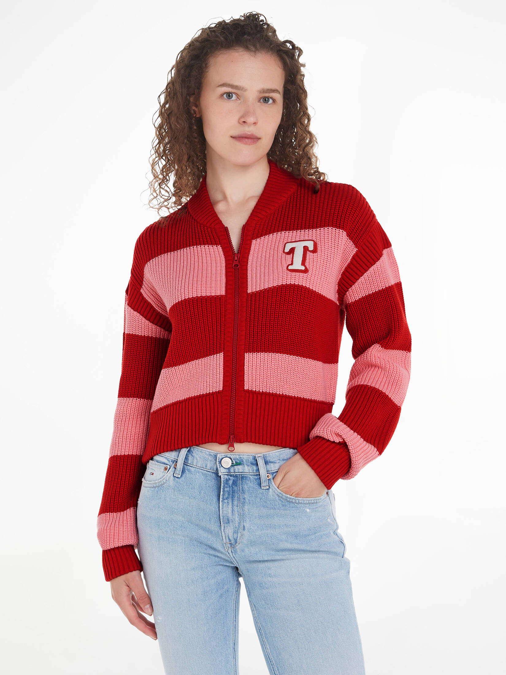 Tommy Jeans| Damen Strickjacke TJW LETTERMAN STRIPE CARDIGAN