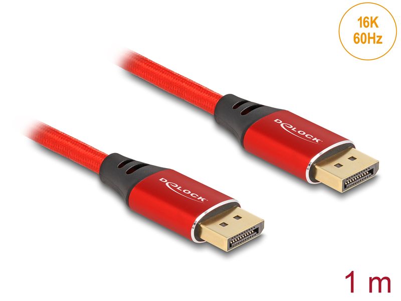 Delock Kabel 16K 60 Hz DisplayPort - DisplayPort, 1 m, Rot Delock DisplayPort Kabel 16K 60 Hz 1 m rot Metall