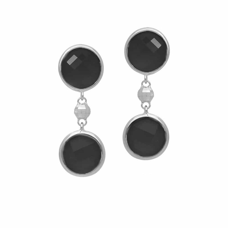 Boucles D'oreilles Argent Rhodié Valentine Cristal Noir