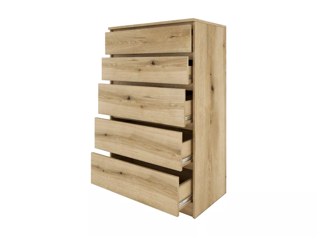 ASTER T5 | Commode chambre/bureau/salon 70x40x109.5 cm 5 tiroirs | Meuble de rangement Style Scandinave