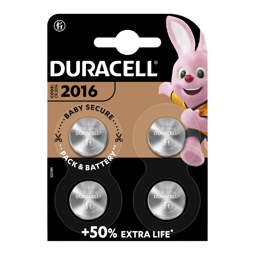 Knappecellebatterier CR2016 4-pk