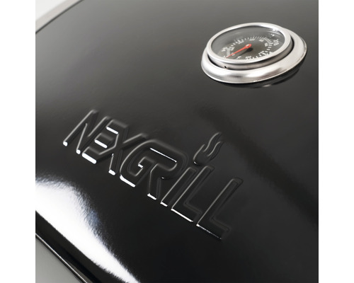 Nexgrill 5-pits gasbarbecue + zijbrander, zwart, inclusief opbergplank, dekselthermometer, geëmailleerde gietijzeren planchaplaat, vetopvangbak, grillpan, grillrooster, krachtige warmtezone, zijplank, warmhoudrek. Geëmailleerd gietijzeren grillrooste