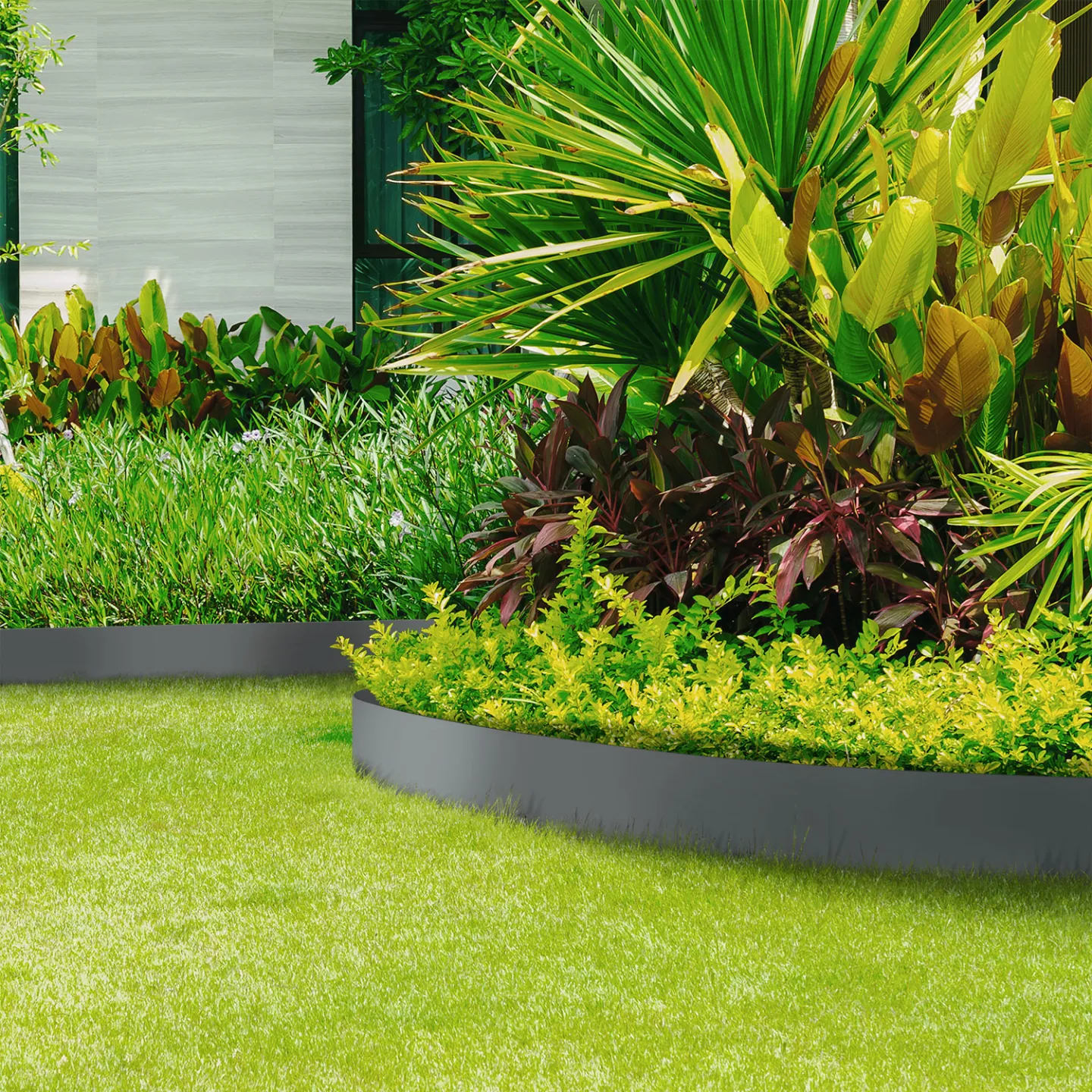 Bordurette de jardin x5 acier gris anthracite flexible L. 5 x H. 0.14 M