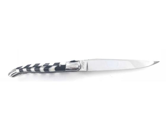 Laguiole 12 cm Franc-Maçon - Damier - Ebène & Os - 2 mitres Couteau de poche par Laguiole en Aubrac