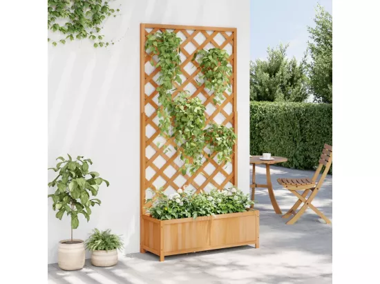 Jardinière avec treillis marron bois massif de sapin