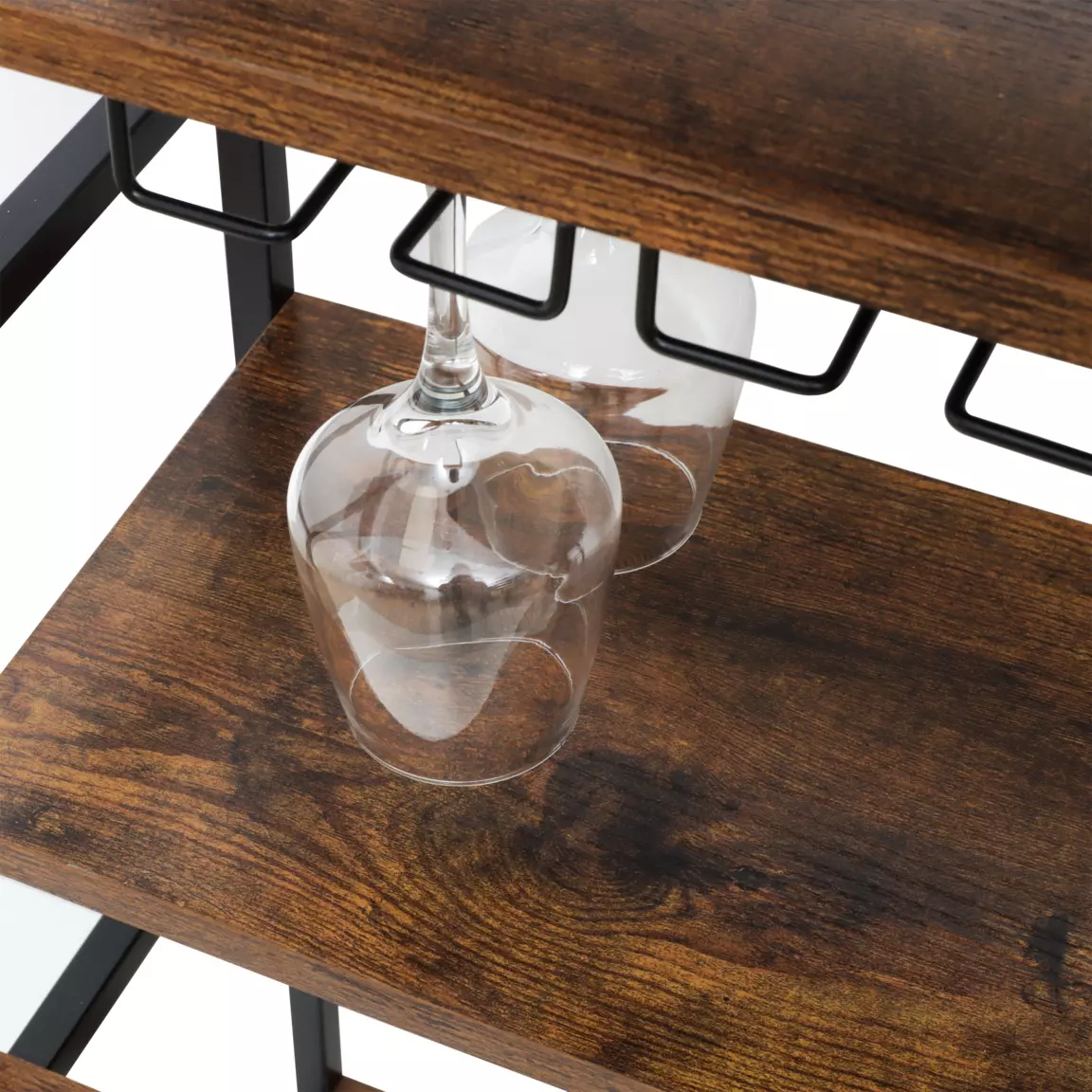 Meuble range-bouteilles industriel 18 emplacements et porte-verres (H82 cm) Paul Marron