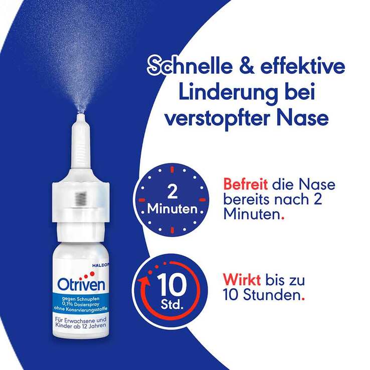 Otriven gegen Schnupfen 0,1 % Nasenspray (Dosierspray) ohne Konservierungsstoffe, 10 ml