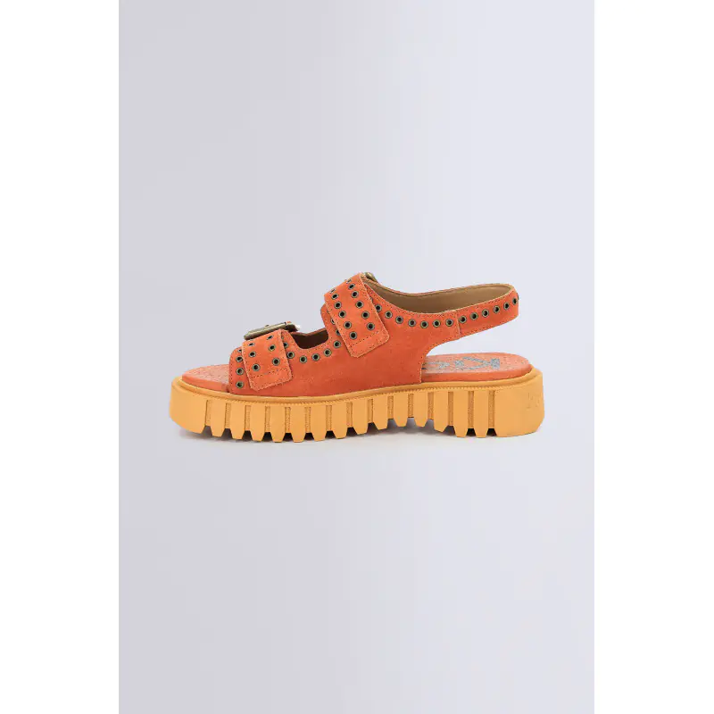 KICK FALK ORANGE BRIQUE SANDALES Cuir  Femme