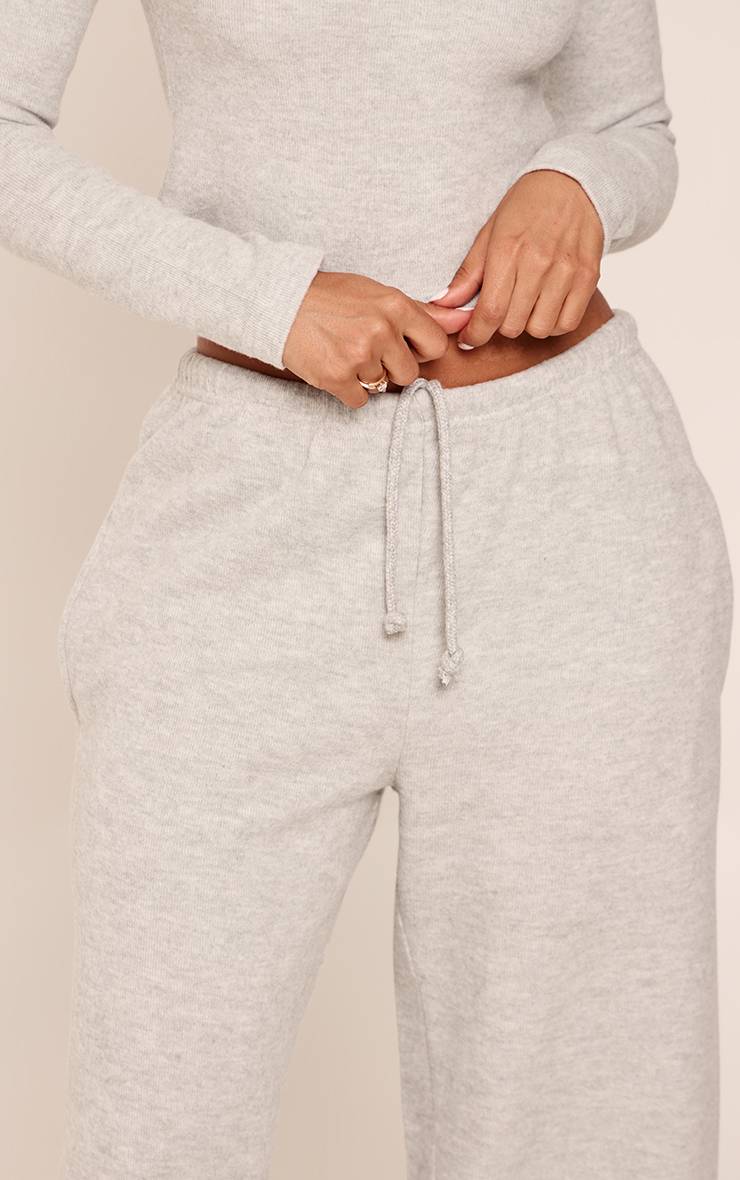 Gris Chiné Pantalon Petite Taille Basse À Cordon De Serrage Ultra Doux