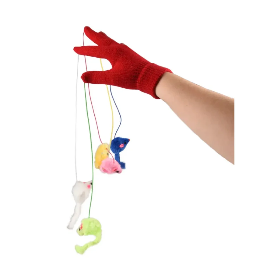 Luva de brinquedo de flamingo com ratinhos para gatos