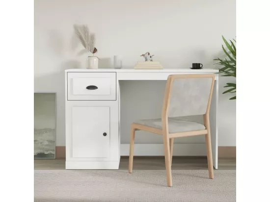 Bureau avec tiroir blanc 115x50x75 cm bois d'ingénierie