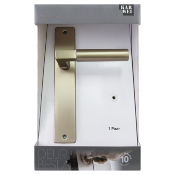 Karwei deurkruk set Stefano recht blind schild messing antiek aluminium
