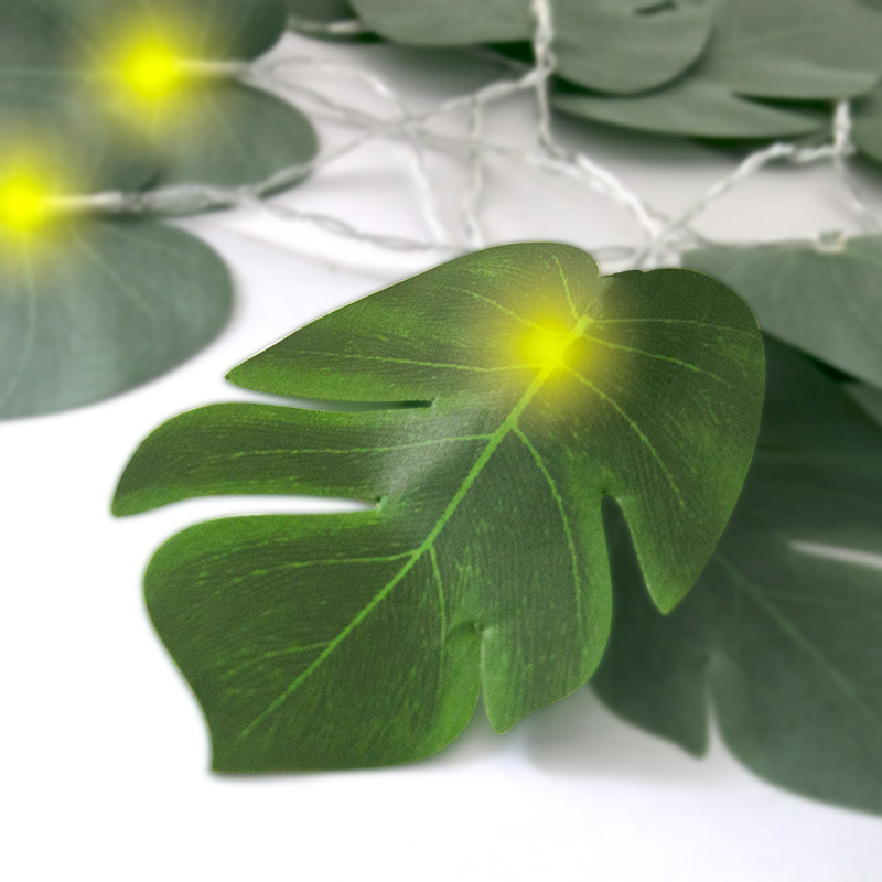 (3m) 20 LED's Sommer Deko Lichterkette Grosse Palmblätter Beleuchtung (Batteriebetrieben) - Warmweiss