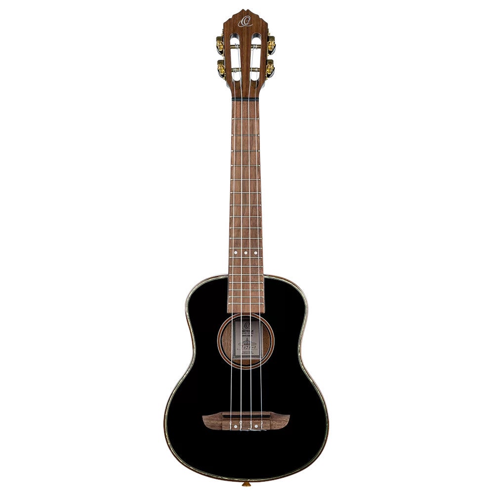 Ortega RUOX-TE Onyx Series Tenor Size Ukulele Black tenor ukelele met gigbag
