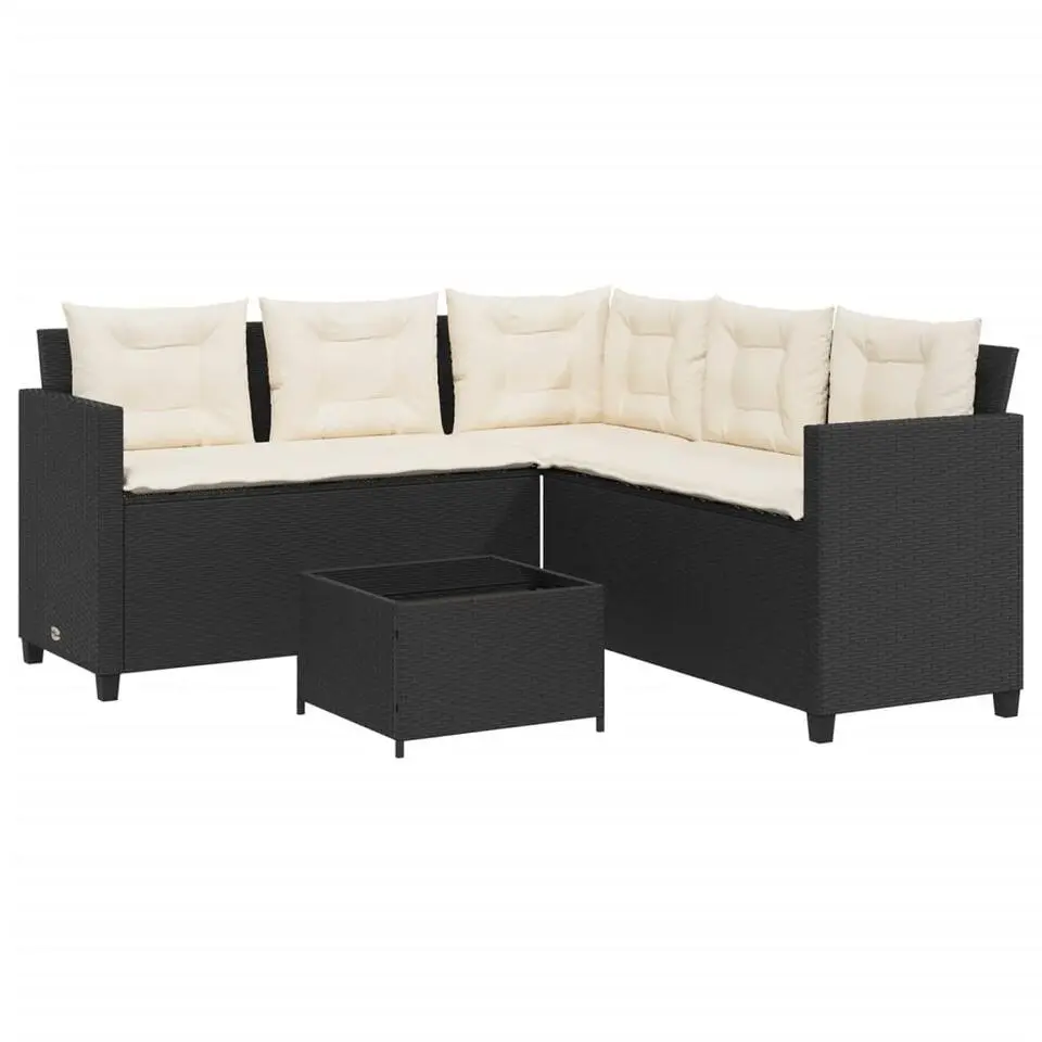 vidaXL - loungeset - Zwart - Poly rattan
