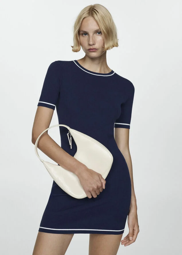 MANGO Short dress with contrasting ends Navy