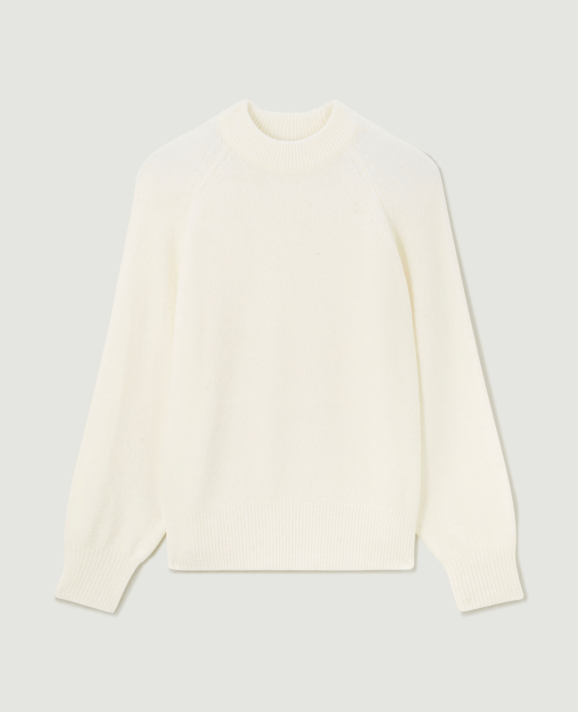 Pull col rond avec laine - Blanc